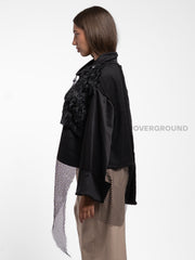 FELPA COLLO COREANA CON FRANGE E RETE - OVERGROUND STORE 