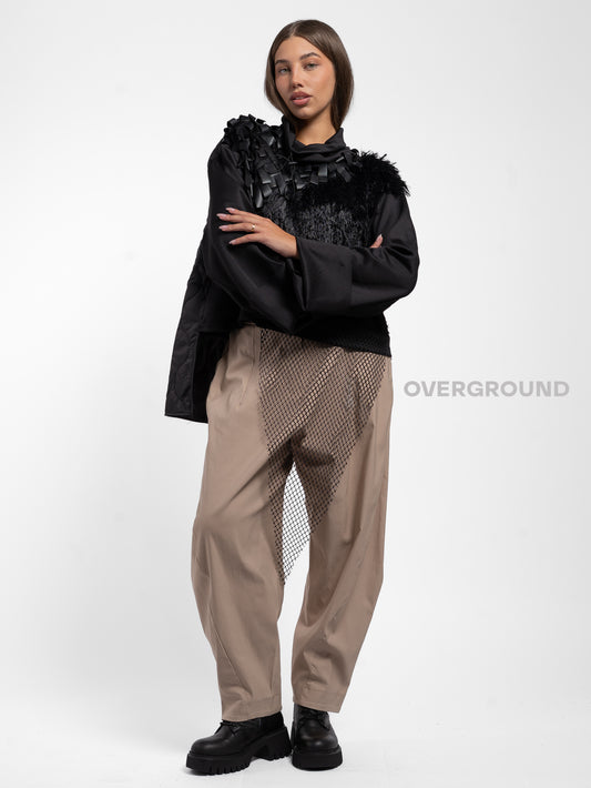 FELPA COLLO COREANA CON FRANGE E RETE - OVERGROUND STORE 