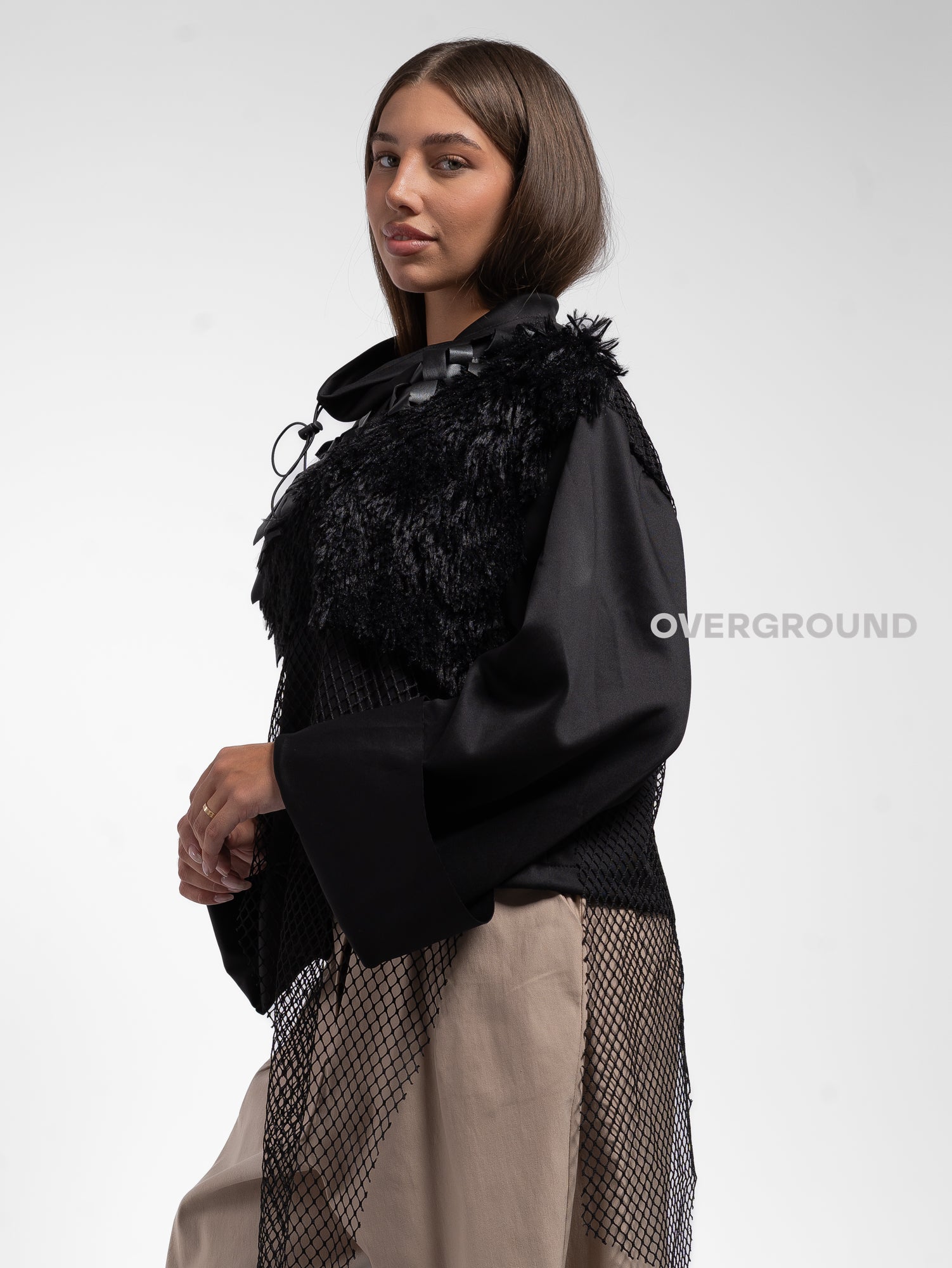 FELPA COLLO COREANA CON FRANGE E RETE - OVERGROUND STORE 
