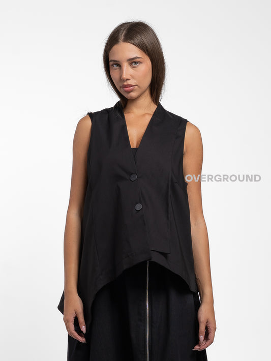 GILET OVER ASIMMETRICO CON PIEGA DAVANTI - OVERGROUND STORE 