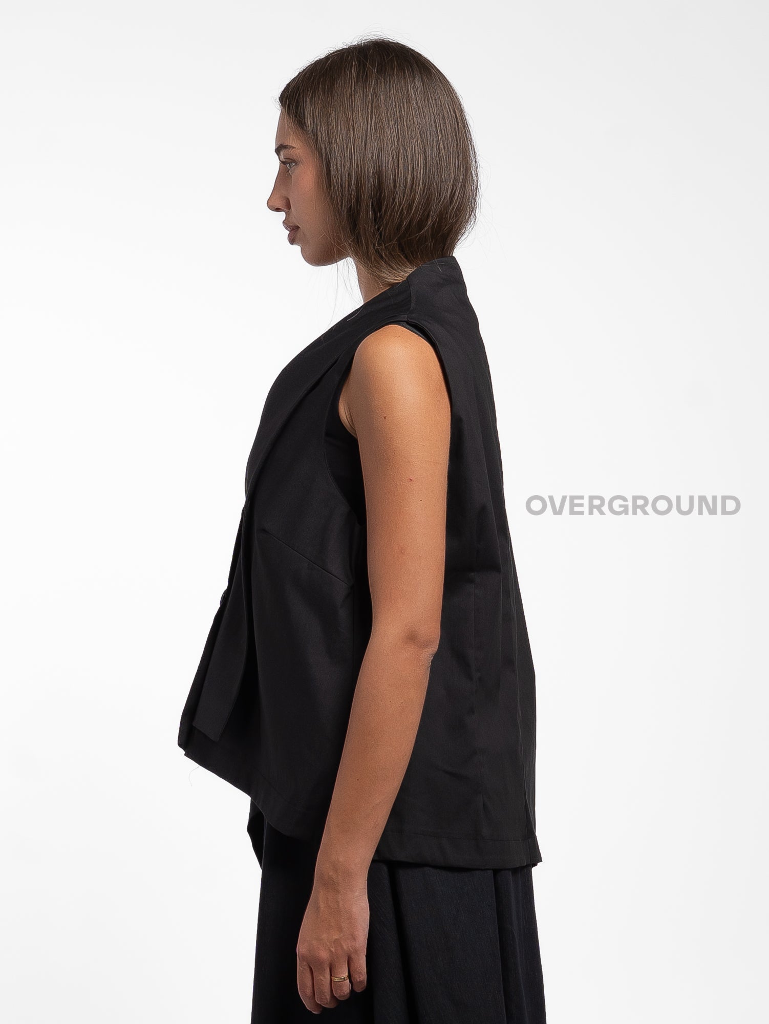 GILET OVER ASIMMETRICO CON PIEGA DAVANTI - OVERGROUND STORE 