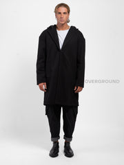 Cappotto over con cappuccio e chiusura due bottoni
