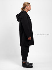 Cappotto over con cappuccio e chiusura due bottoni