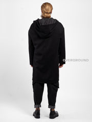 Cappotto over con cappuccio e chiusura due bottoni