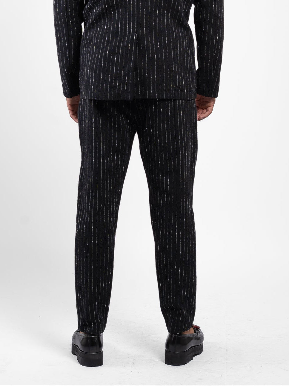 PANTALONE COTONE GESSATO CON TASCHE DAVANTI