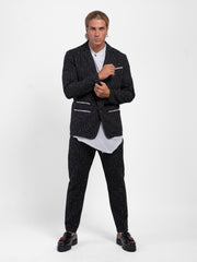 PANTALONE COTONE GESSATO CON TASCHE DAVANTI