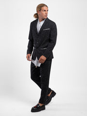 PANTALONE COTONE GESSATO CON TASCHE DAVANTI