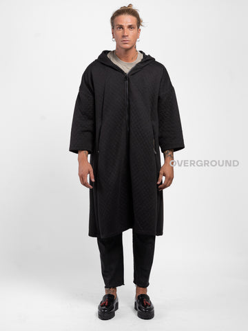 Long sweatshirt with hood and zip closure