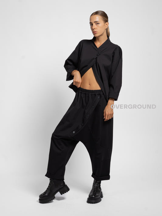 LOW CROTCH TROUSERS WITH FRONT BUTTONS