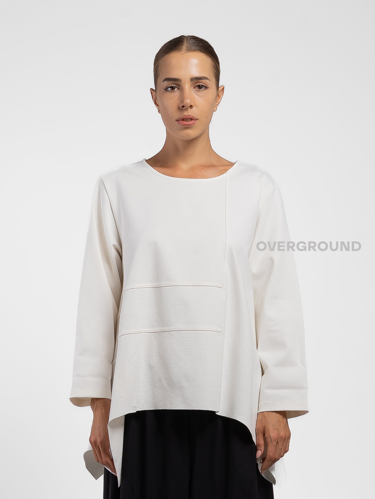 BLUSA OVER ASIMMETRICA CON CUCITURE