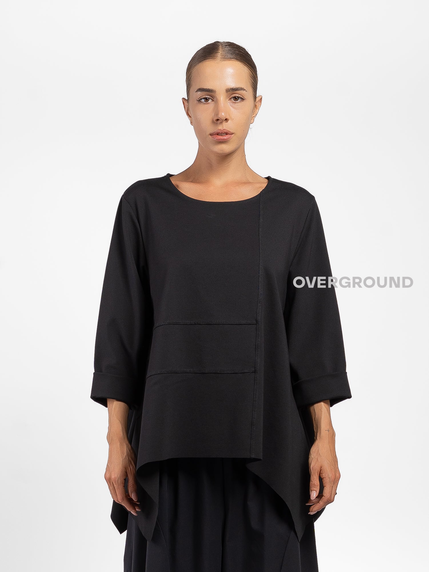 BLUSA OVER ASIMMETRICA CON CUCITURE