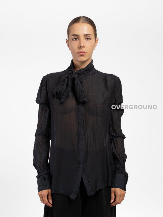 CAMICIA COLLO COREANA CON CHIUSURA ANNODATA