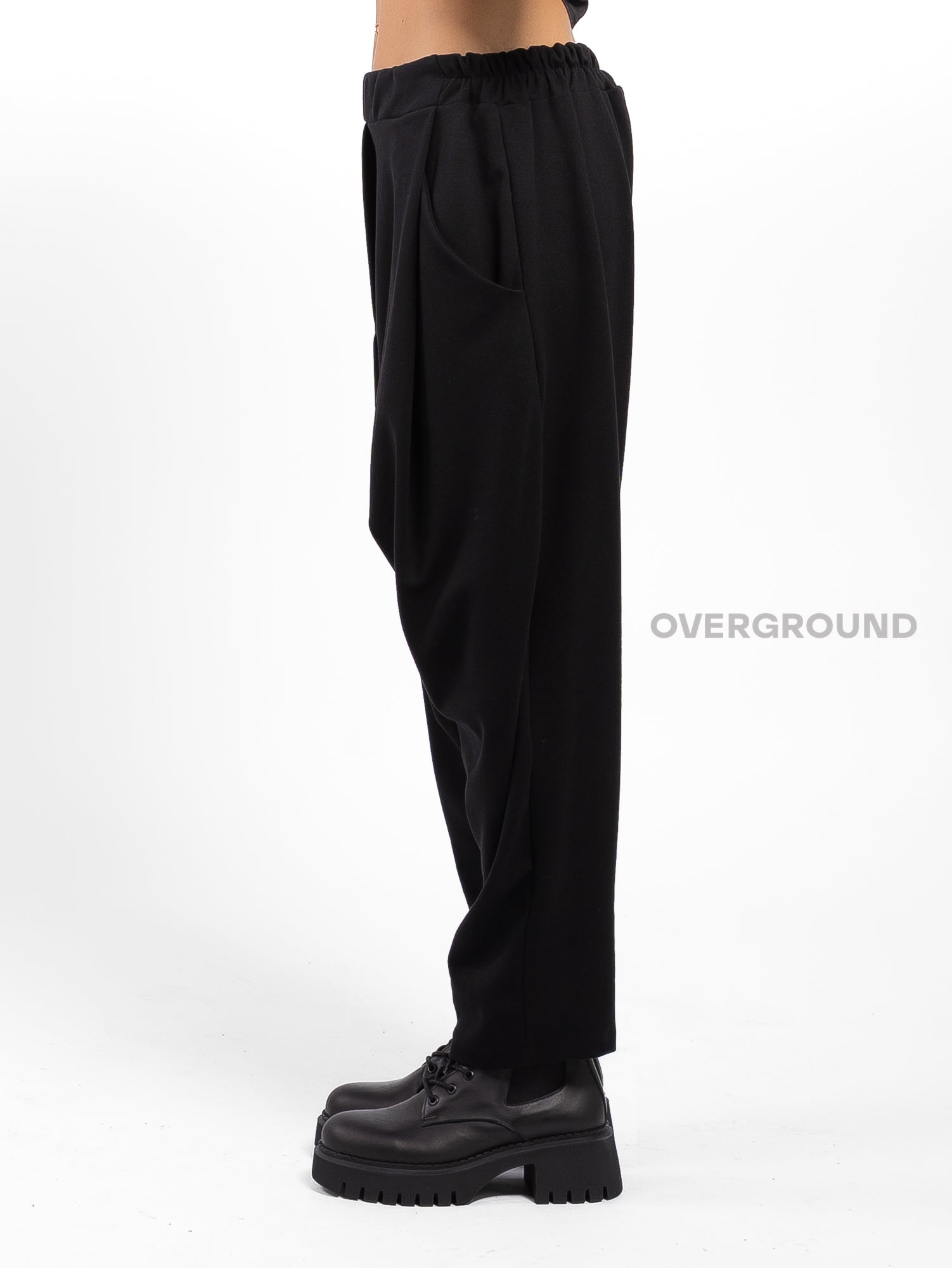 LOW CROTCH TROUSERS WITH FRONT PLEATED PANTS