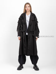 LONG OVER DUSTER COAT WITH BRAIDED LACES