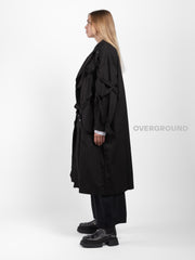 LONG OVER DUSTER COAT WITH BRAIDED LACES