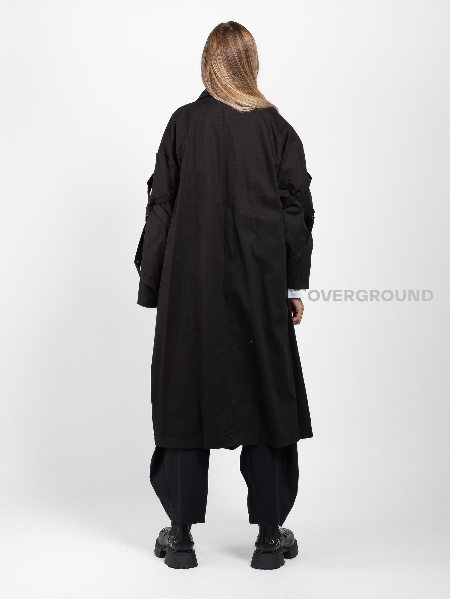 LONG OVER DUSTER COAT WITH BRAIDED LACES