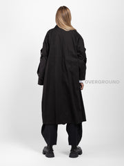 LONG OVER DUSTER COAT WITH BRAIDED LACES