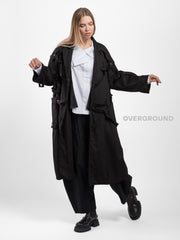 LONG OVER DUSTER COAT WITH BRAIDED LACES