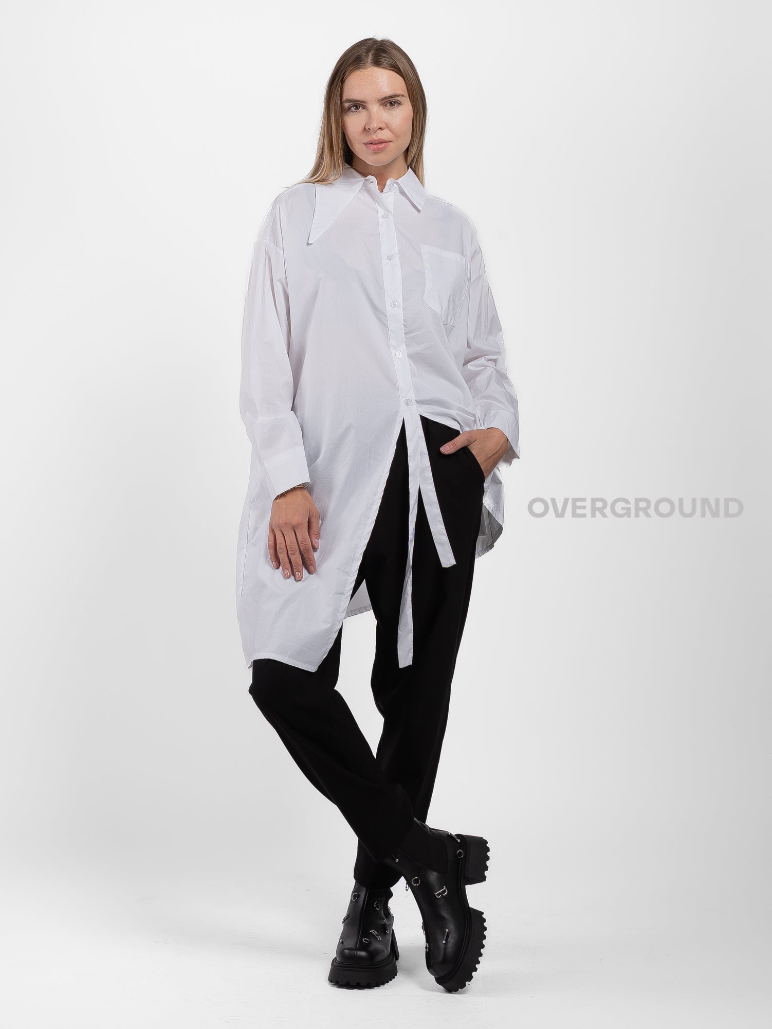 CAMICIA ASIMMETRICA CON SPACCO DAVANTI - OVERGROUND STORE 