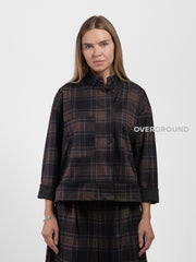 SHORT JACKET WITH KOREAN COLLAR AND PATTERN