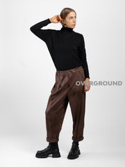 Pantalone ecopelle cuciture frontali