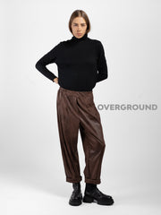 Pantalone ecopelle cuciture frontali