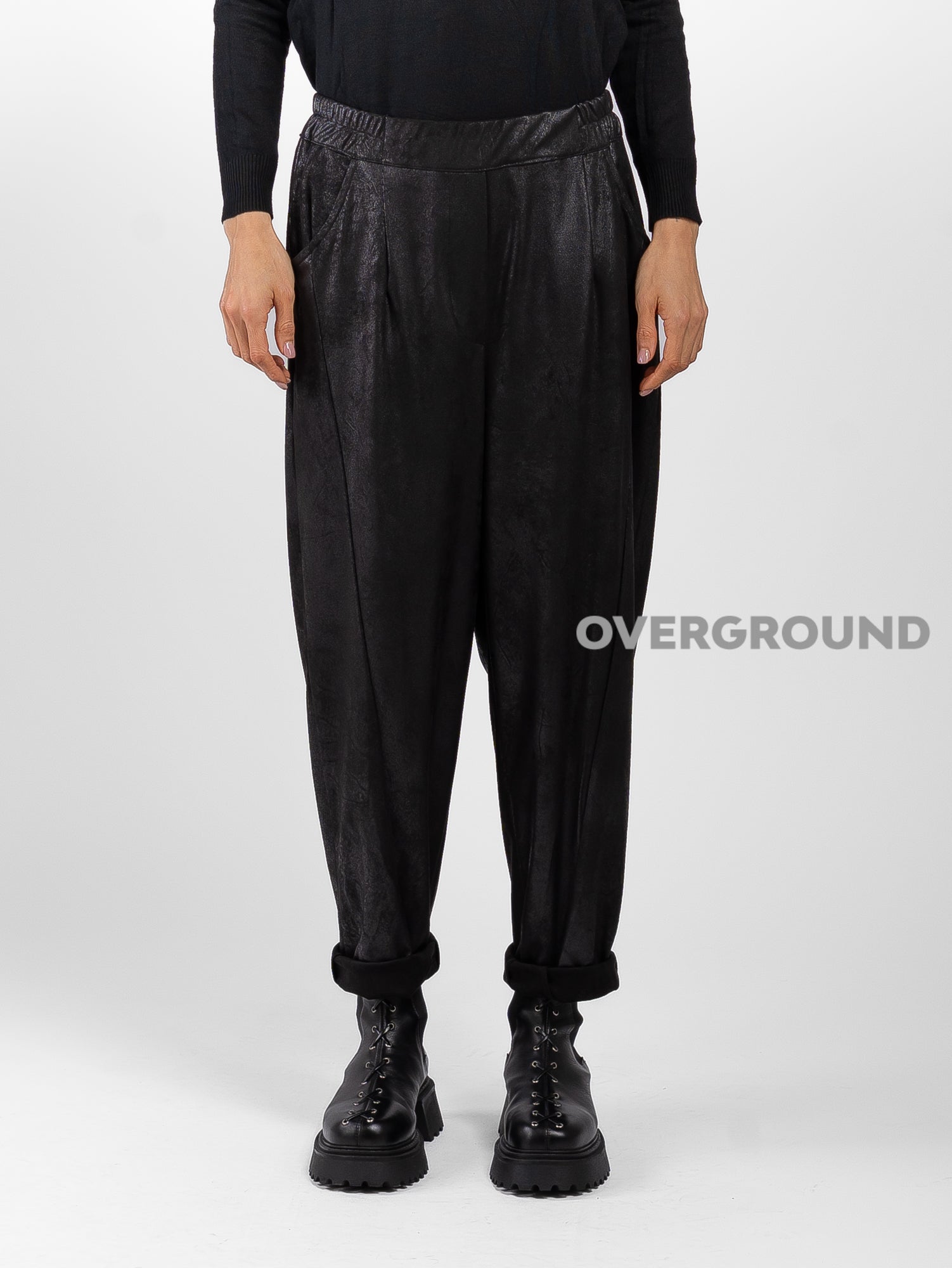 Pantalone ecopelle cuciture frontali