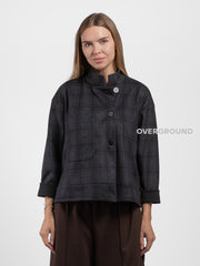 SHORT JACKET WITH KOREAN COLLAR AND PATTERN