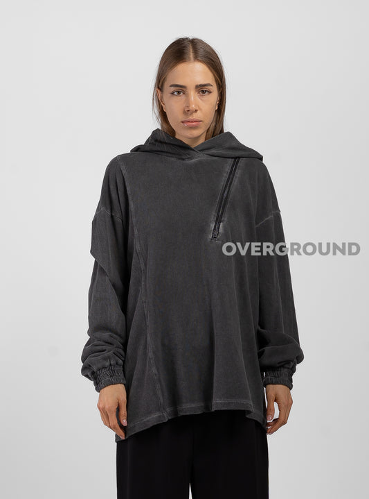 FELPA CON CERNIERA DAVANTI E CAPPUCCIO