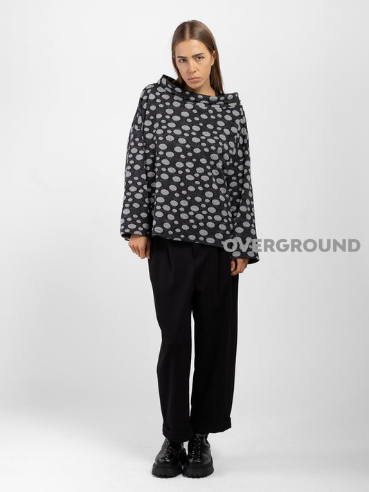 Blusa con collo a barca tessuto in pois