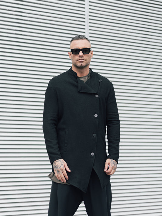 GIACCA CON ABBOTTONATURA TRASVERSALE TESS. LAVORATO - OVERGROUND STORE 