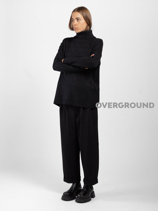 MAGLIONE LUNGO COLLO ALTO CON INTRECCIO