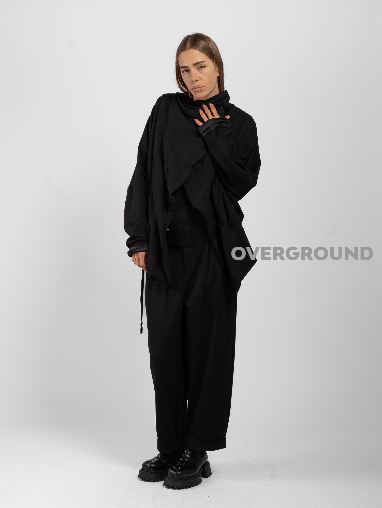 OVERSIZED DUSTER SWEATSHIRT WITH ASYMMETRIC BUTTONING