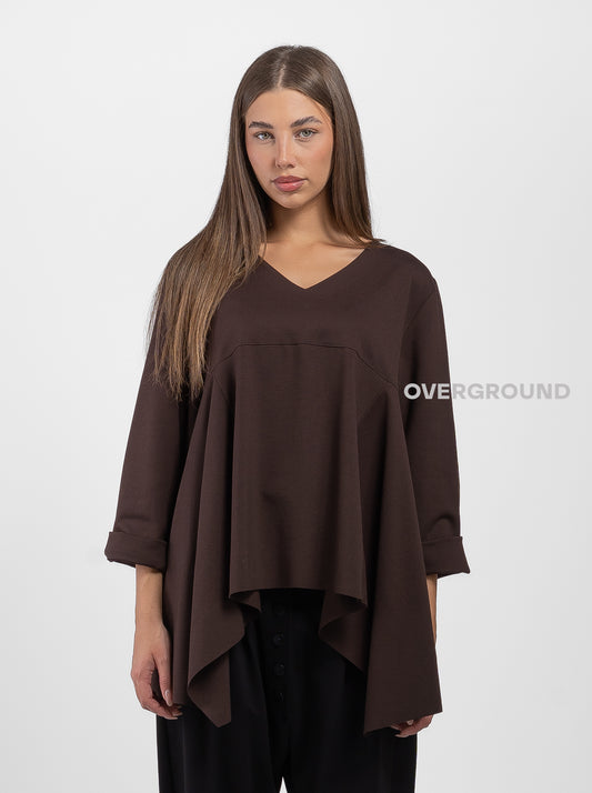 BLUSA OVER ASIMMETRICA SCOLLO A V - OVERGROUND STORE 
