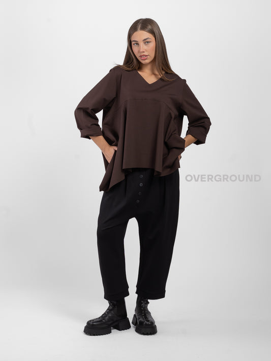 BLUSA OVER ASIMMETRICA SCOLLO A V - OVERGROUND STORE 