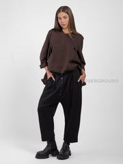 PANTALONE CAVALLO BASSO BOTTONI FRONTALI E PENS