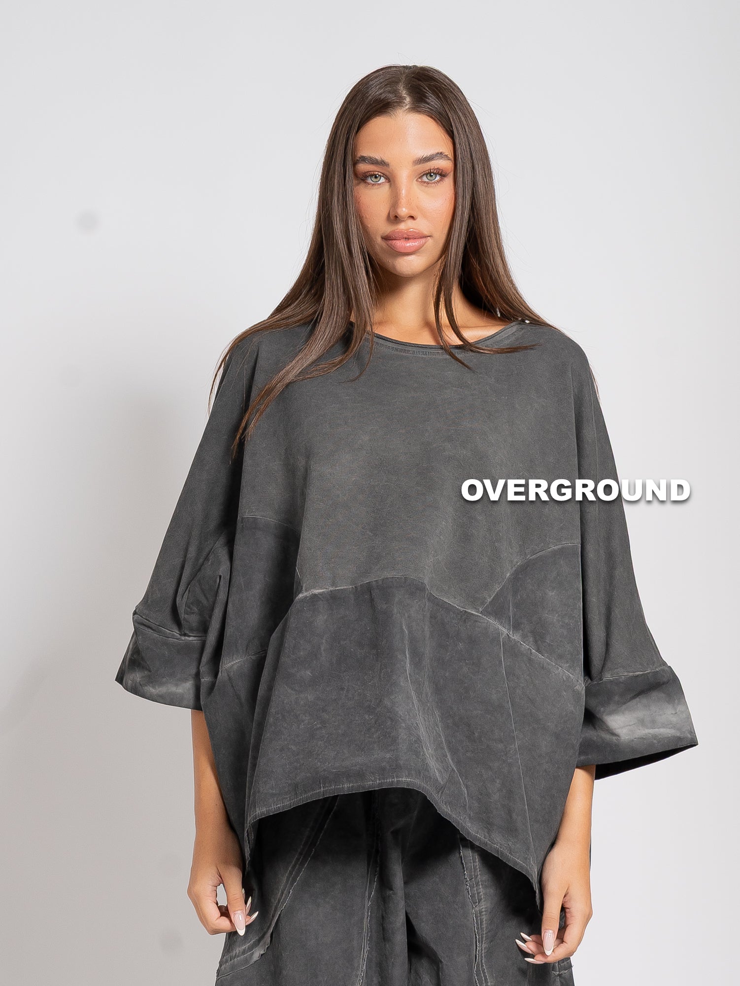 MAGLIA OVER DOPPIO TESSUTO CON TASCHE DAVANTI