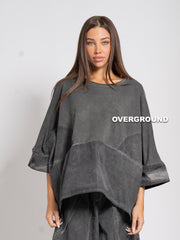 MAGLIA OVER DOPPIO TESSUTO CON TASCHE DAVANTI
