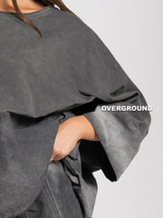 MAGLIA OVER DOPPIO TESSUTO CON TASCHE DAVANTI