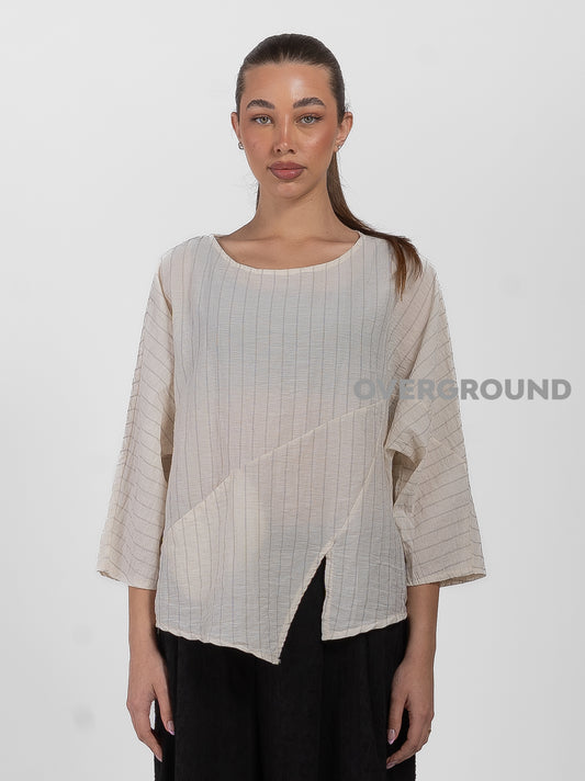 BLUSA OVER ASIMMETRICA RIGATA - OVERGROUND STORE 
