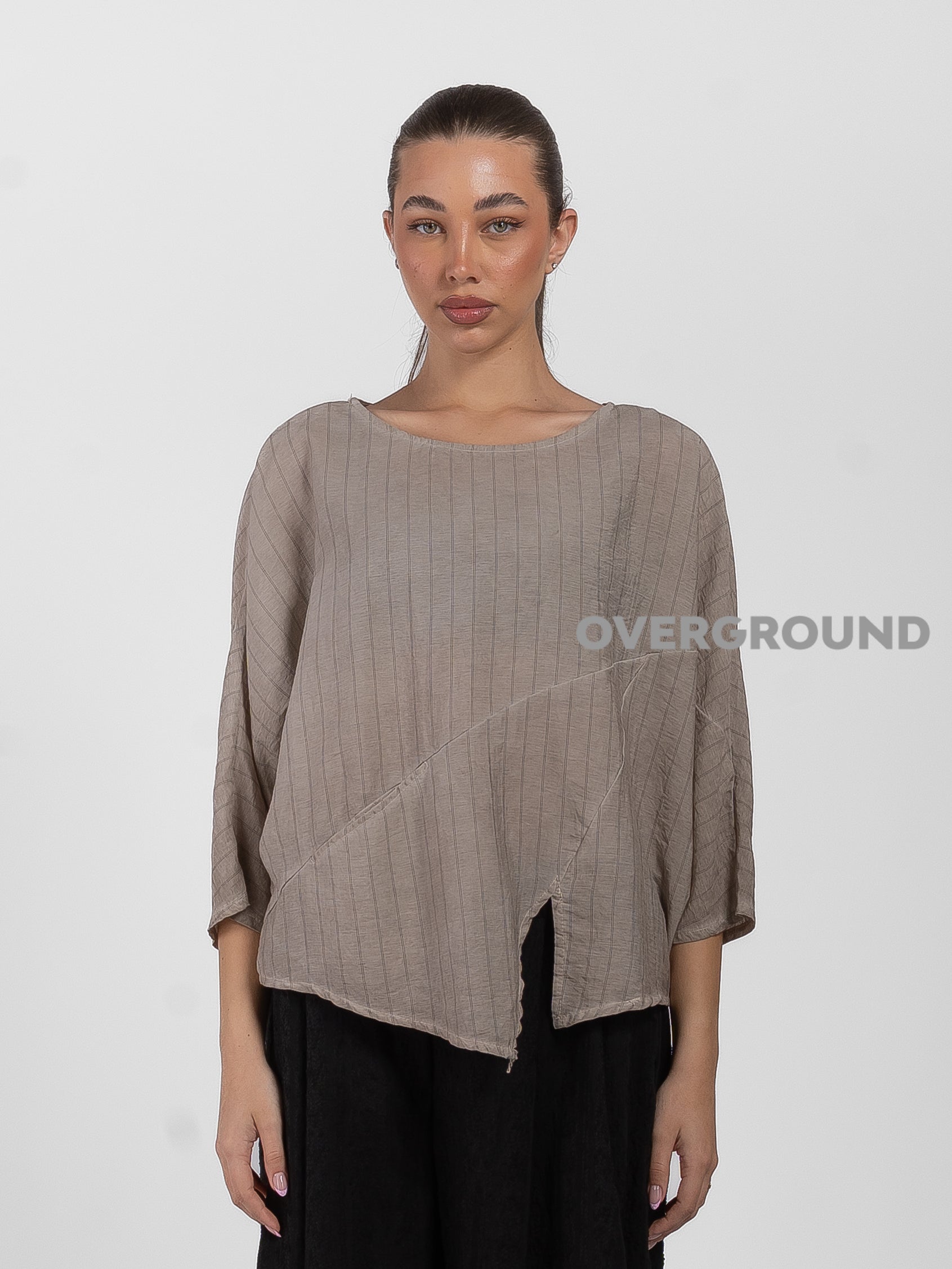 BLUSA OVER ASIMMETRICA RIGATA - OVERGROUND STORE 