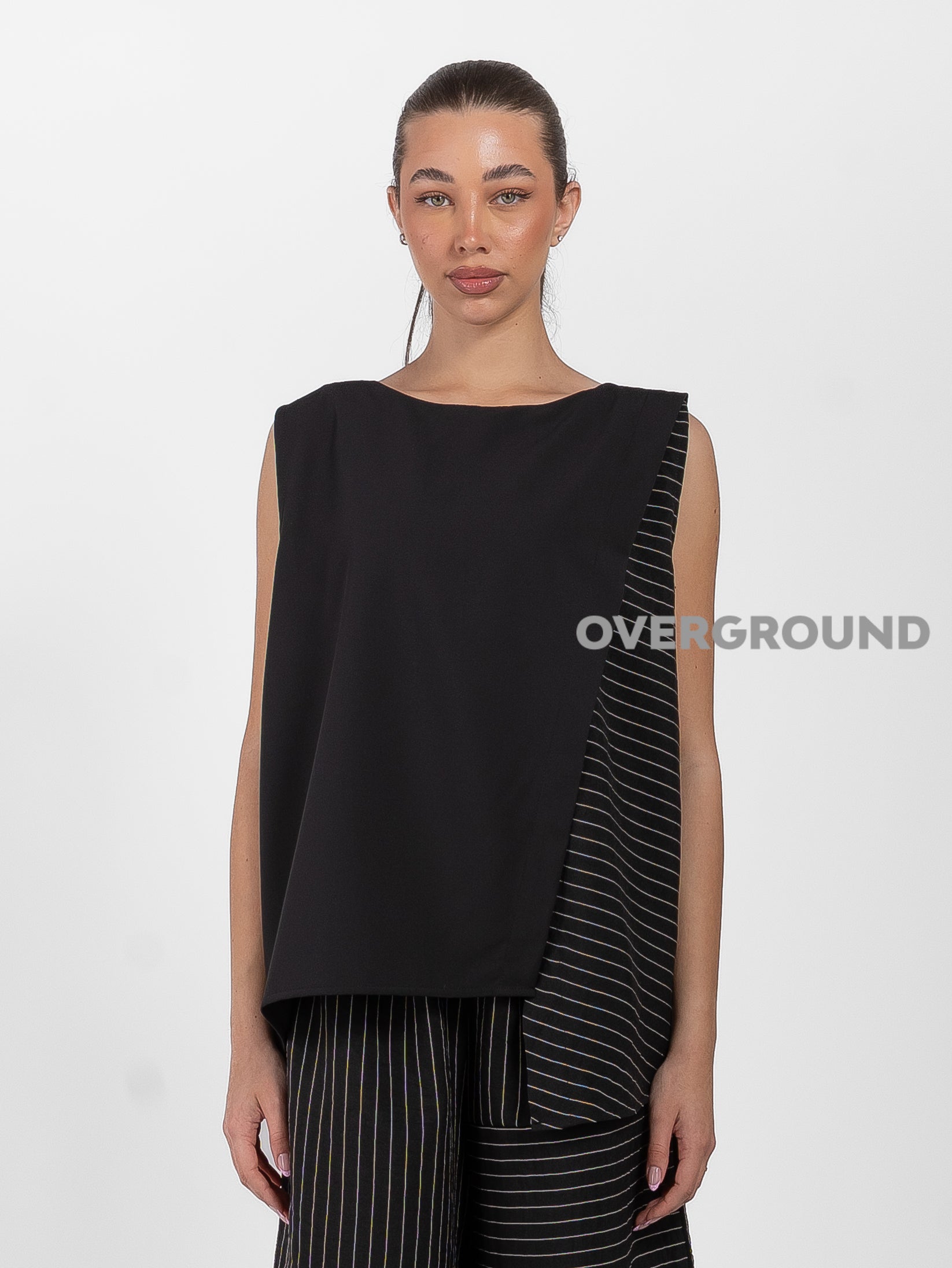 BLUSA SMANICATA ASIMMETRICA RIGATA - OVERGROUND STORE 