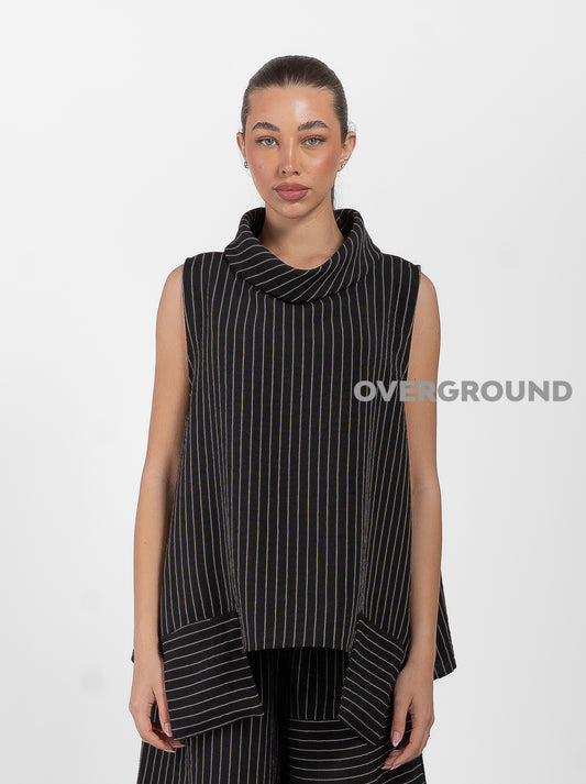 BLUSA OVER RIGATA CON COLLO MORBIDO - OVERGROUND STORE 