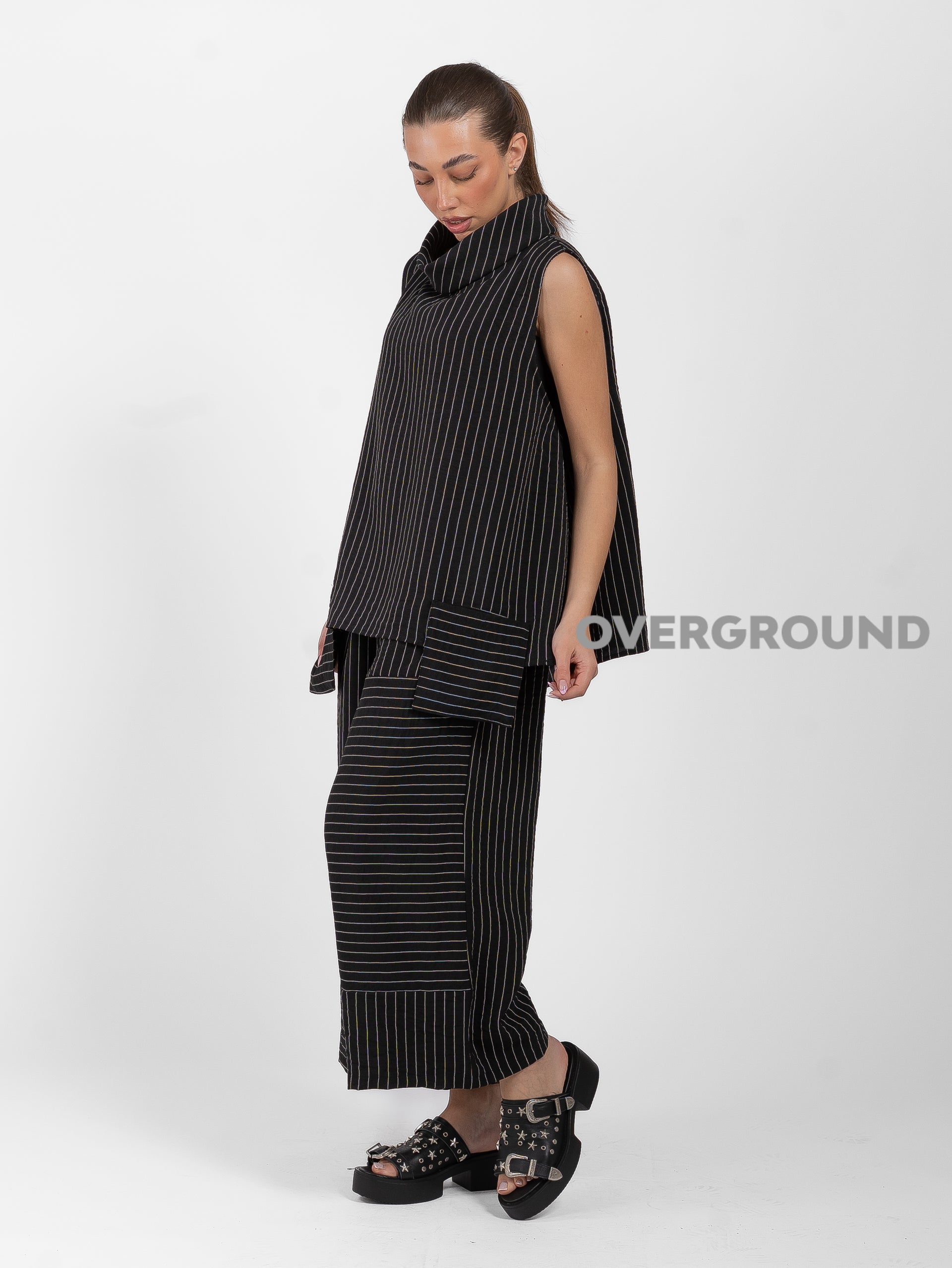 BLUSA OVER RIGATA CON COLLO MORBIDO - OVERGROUND STORE 