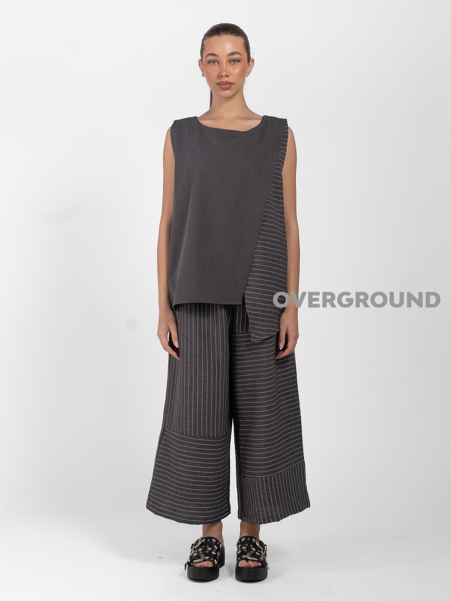 BLUSA SMANICATA ASIMMETRICA RIGATA - OVERGROUND STORE 