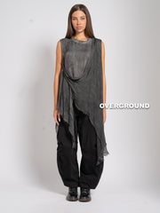 BLUSA OVER SMANICATA VELATA CON RIPRESA