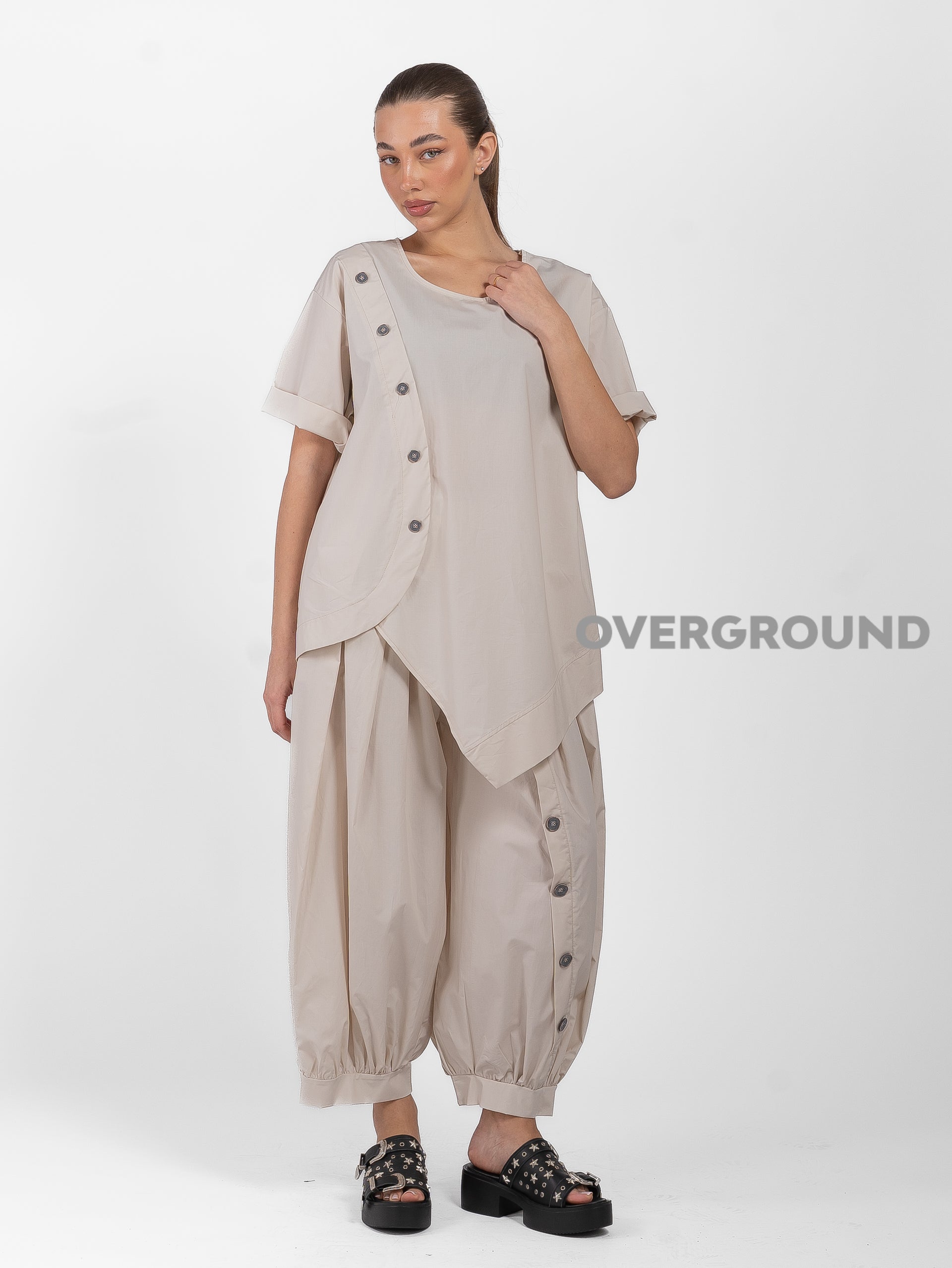 PANTALONI OVER CON BOTTONI SUL GAMBULE - OVERGROUND STORE 
