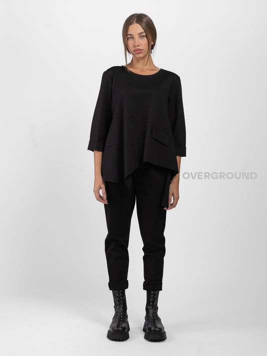 BLUSA OVER ASIMMETRICA CON PATTINA LATERALE - OVERGROUND STORE 