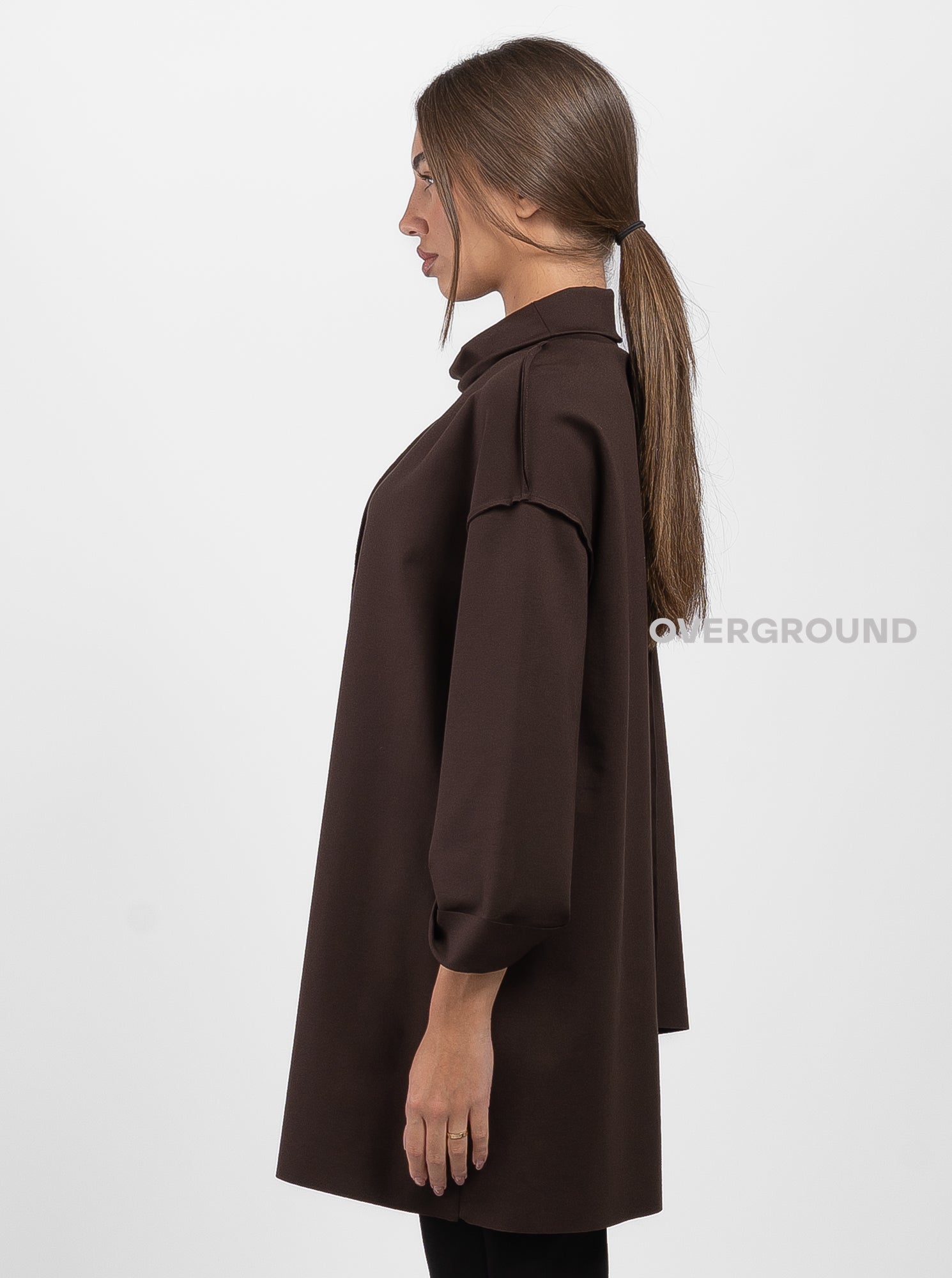 BOAT NECK BLOUSE WITH FRONT SEAMS