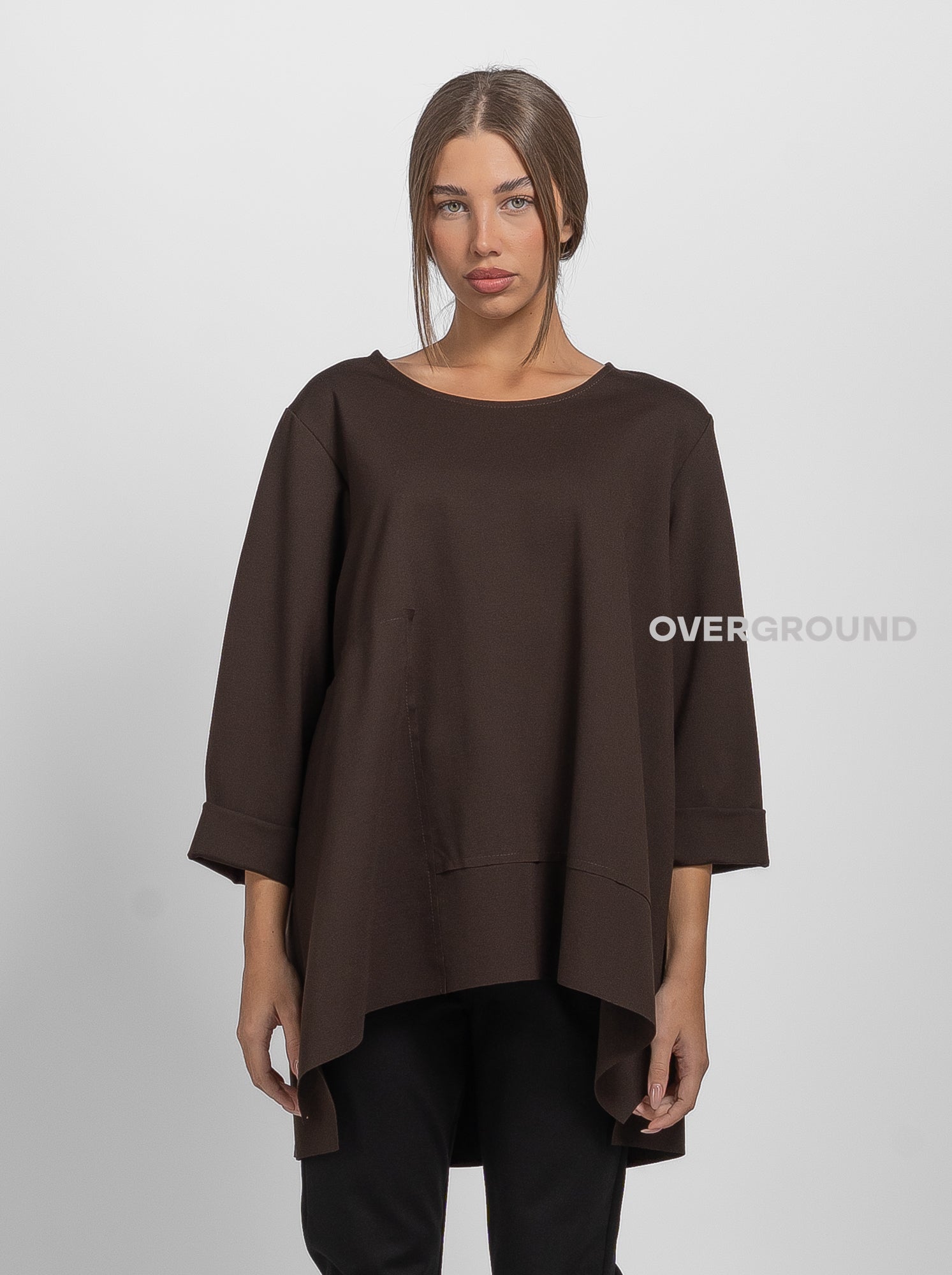 BLUSA LUNGA OVER CON CUCITURE DAVANTI E DIETRO - OVERGROUND STORE 